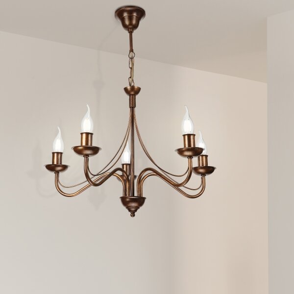 Luster na reťazi ANTON 5xE14/15W/230V bronzový