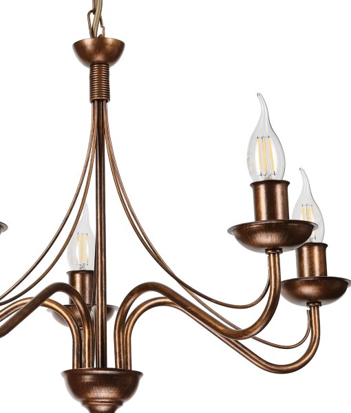 Luster na reťazi ANTON 5xE14/15W/230V bronzový