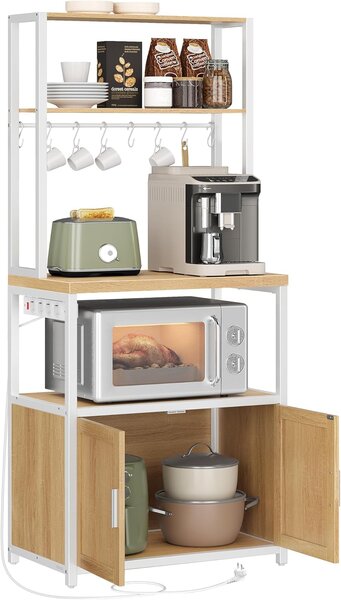 SONGMICS Kuchynský regál Vasagle Nori 60 cm so zásuvkou biely/hnedý