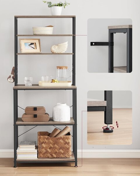 SONGMICS Kuchynský regál Vasagle Vogues 60 cm čierny/sivý
