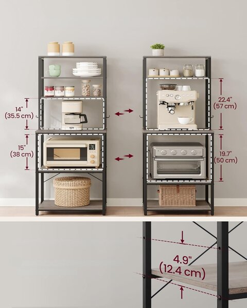SONGMICS Kuchynský regál Vasagle Vogues 60 cm čierny/sivý