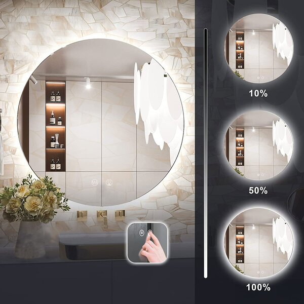REA Okrúhle nástenné zrkadlo s LED osvetlením HZJ 60 cm