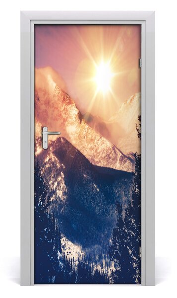 Fototapeta na dvere slnko hory 85x205 cm