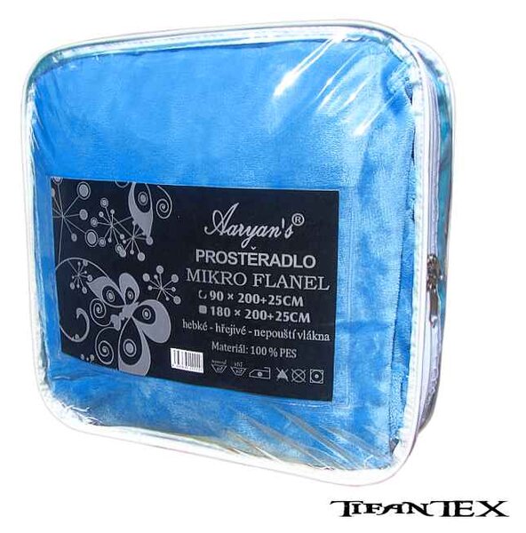 Prestieradlo Aaryans 180x200cm mikroflanel modré