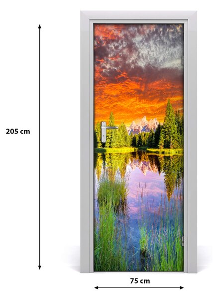 Fototapeta na dvere jazero v lese 75x205 cm