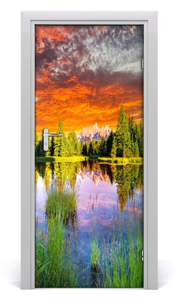 Fototapeta na dvere jazero v lese 85x205 cm