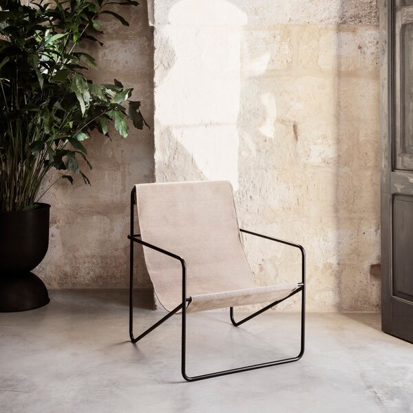 Kreslo Desert Lounge, Black / Cloud – Ferm Living