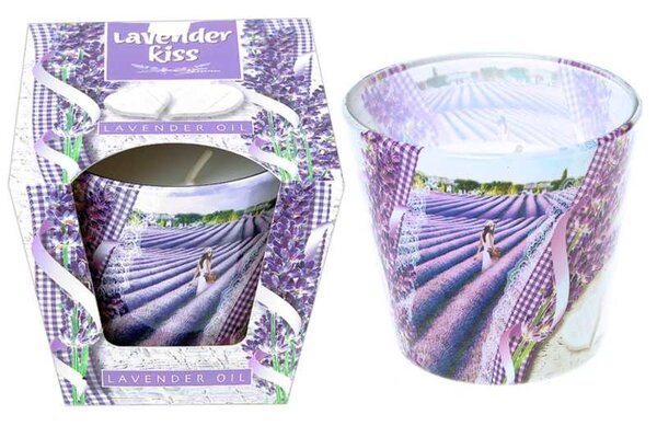 Vonná sviečka v skle Lavender Kiss (vonné sviečky 115g dobrá cena)