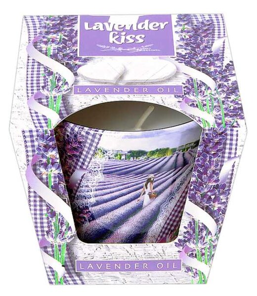 Vonná sviečka v skle Lavender Kiss (vonné sviečky 115g dobrá cena)
