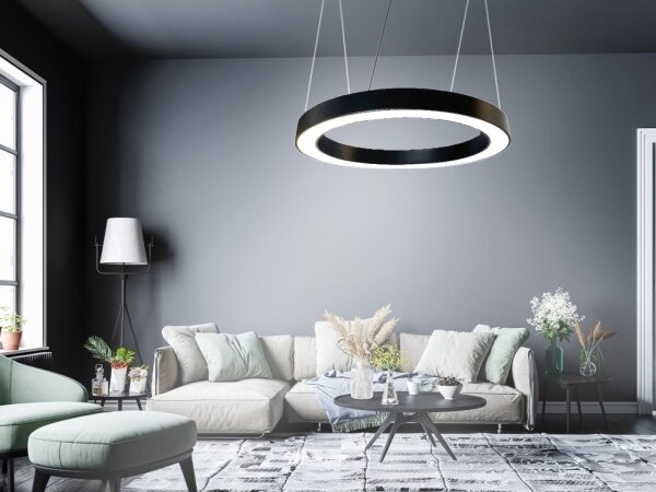 LED Luster na lanku LED/50W/230V 4000K pr. 100 cm čierna