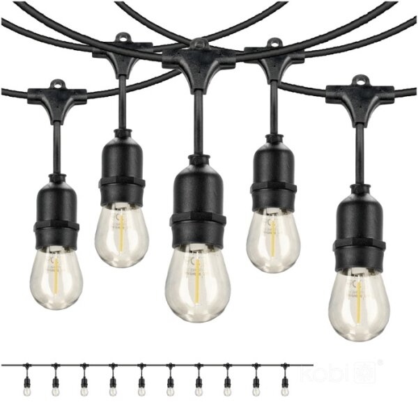 LED Vonkajšia dekoračná reťaz BAJA ST64 10xE27/1W/230V 10,9m IP44 teplá biela