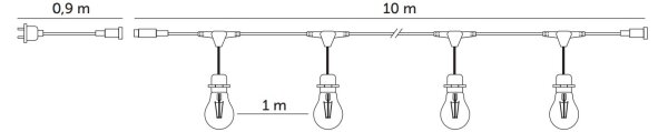 LED Vonkajšia dekoračná reťaz BAJA ST64 10xE27/1W/230V 10,9m IP44 teplá biela