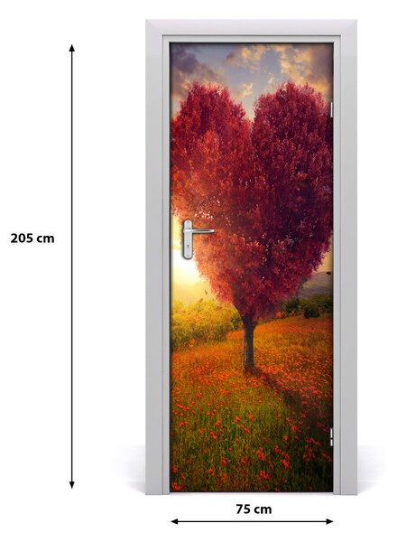 Fototapeta na dvere samolepiace drevo srdce 75x205 cm