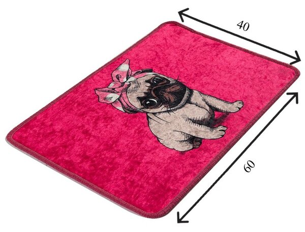 L'essentiel Kúpeľňová predložka Pug DJT 40x60 ružová