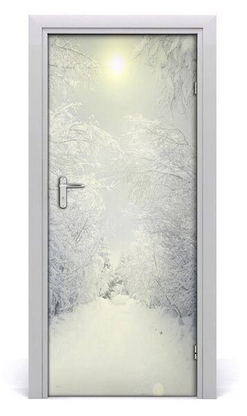 Fototapeta na dvere samolepiace les zima 85x205 cm