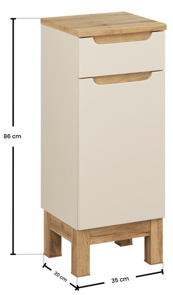 Comad Kúpeľňová skrinka Bali s doskou 35 cm kašmírová/dub wotan