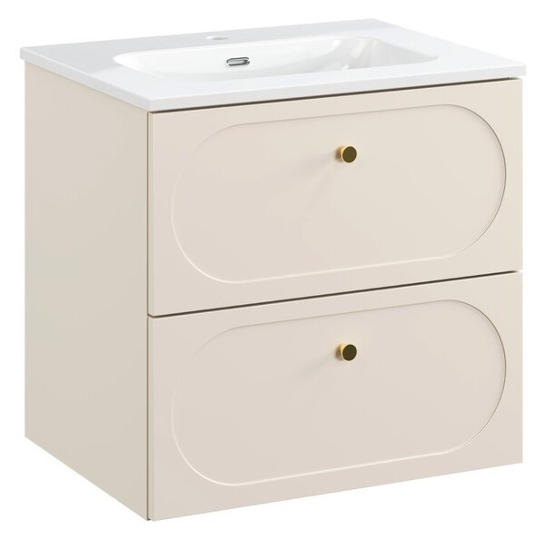 Comad Kúpeľňová skrinka Donna Fly so zápustným umývadlom 60 cm piesková