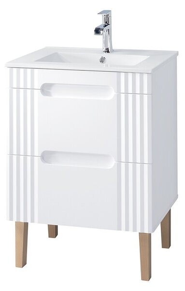 Comad Kúpeľňová skrinka Fiji Lava so zápustným umývadlom 60 cm biela/dub pobrežie evokuje