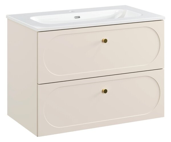 Comad Kúpeľňová skrinka Donna Fly so zápustným umývadlom 80 cm piesková