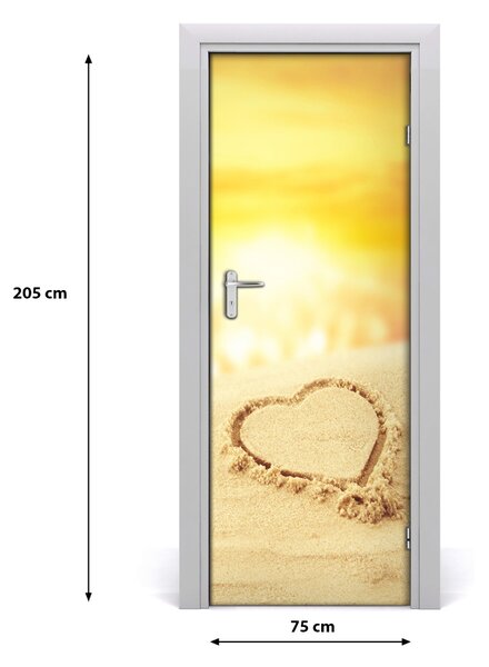 Fototapeta na dvere samolepiace srdce na pláži 75x205 cm