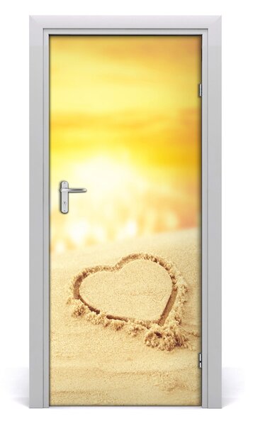Fototapeta na dvere samolepiace srdce na pláži 85x205 cm