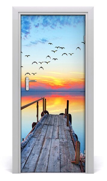 Fototapeta na dvere samolepiace drevené mólo 85x205 cm