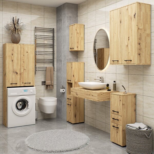 Ak furniture Závesná kúpeľňová skrinka Fin 30 cm dub artisan