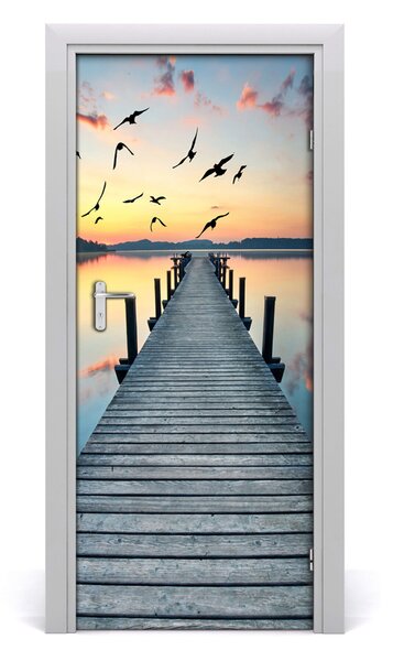 Fototapeta na dvere samolepiace drevené mólo 85x205 cm