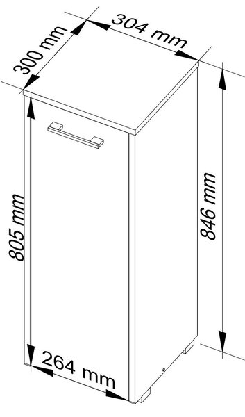 Ak furniture Kúpeľňová skrinka Fin S30 1D 30 cm dub artisan/biela