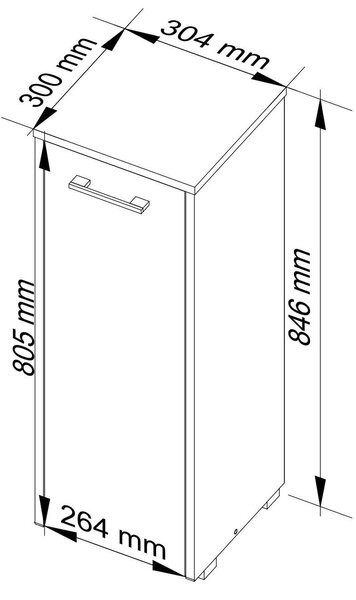 Ak furniture Kúpeľňová skrinka Fin S30 1D 30 cm dub artisan
