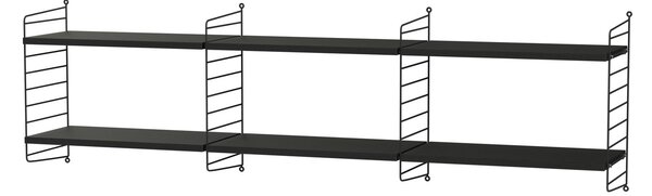 Policová zostava STRING Living room O, nástenná knižnica, čierna – String