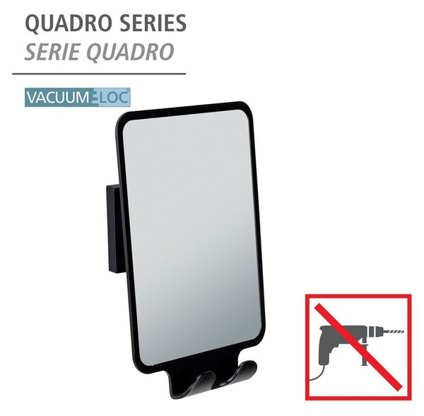 Kozmetické zrkadlo s vešiakom 14x19.5 cm Quadro Black – Wenko