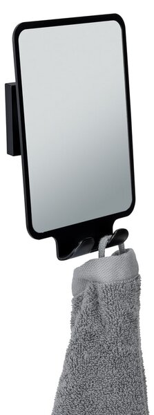 Kozmetické zrkadlo s vešiakom 14x19.5 cm Quadro Black – Wenko
