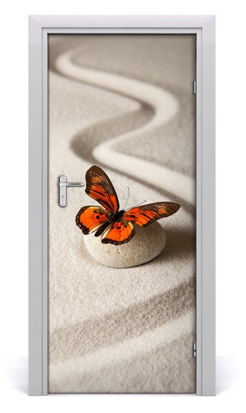 Samolepiace fototapety na dvere Kameň zen a motýľ 85x205 cm