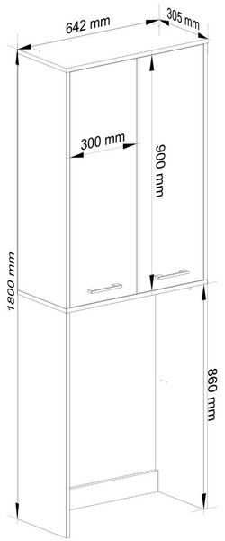 Ak furniture Kúpeľňová skrinka nad práčku Fin 180 cm 2D lesklá biela