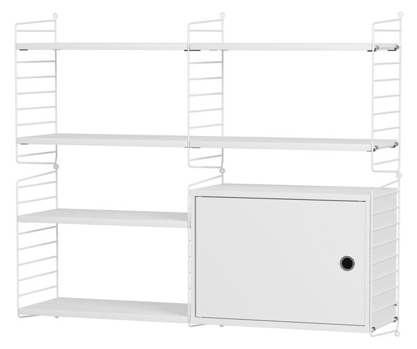 Policová zostava STRING Living Room R, nástenná knižnica s úložným priestorom, čierna – String