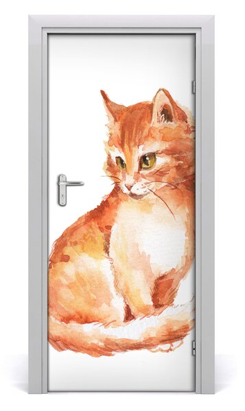 Samolepiace fototapety na dvere červená mačka 85x205 cm