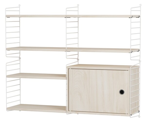 Policová zostava STRING Living Room R, nástenná knižnica s úložným priestorom, čierna – String