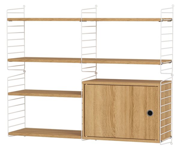 Policová zostava STRING Living Room R, nástenná knižnica s úložným priestorom, čierna – String
