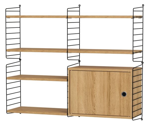Policová zostava STRING Living Room R, nástenná knižnica s úložným priestorom, čierna – String