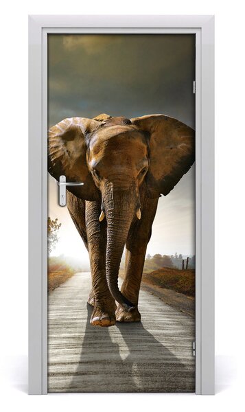 Samolepiace fototapety na dvere chodiaci slon 85x205 cm