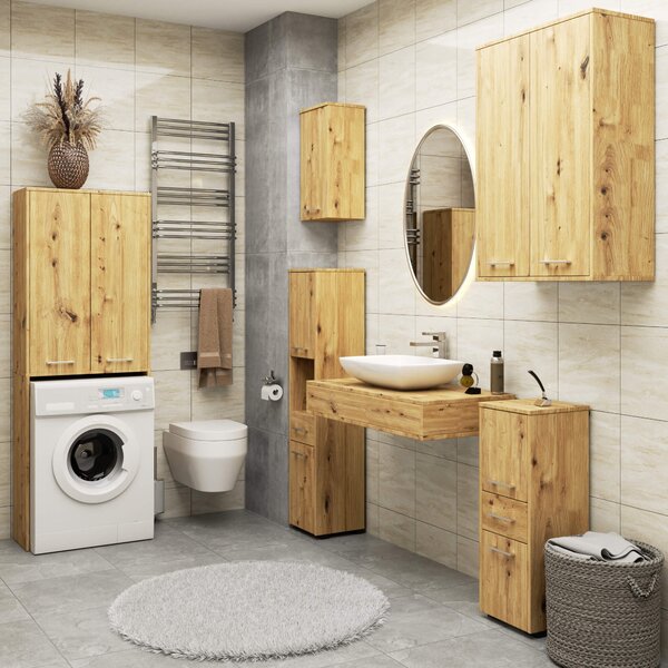 Ak furniture Závesná kúpeľňová skrinka Fin W64 2D 64 cm dub artisan