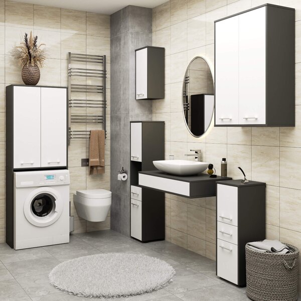 Ak furniture Závesná kúpeľňová skrinka Fin W64 64 cm grafit/biela