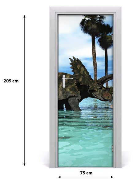 Samolepiace fototapety na dvere Dinozaury na pláži 75x205 cm