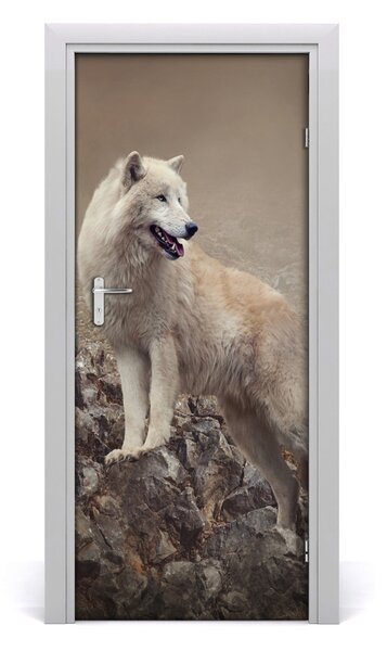 Samolepiace fototapety na dvere Vlk na skale 85x205 cm