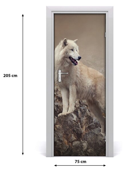 Samolepiace fototapety na dvere Vlk na skale 75x205 cm