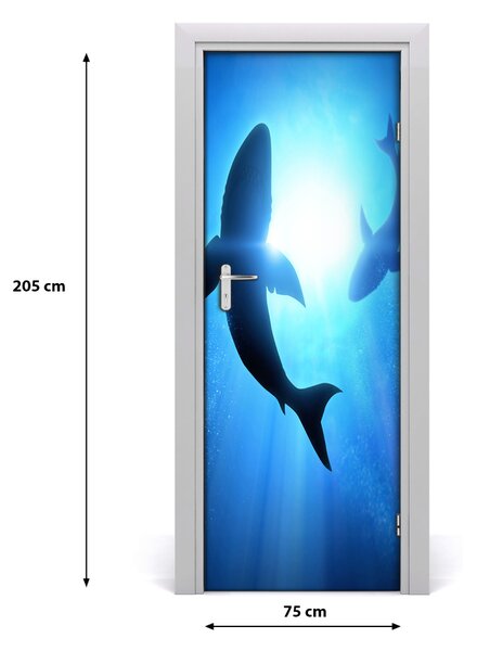 Samolepiace fototapety na dvere obrys žralokov 75x205 cm