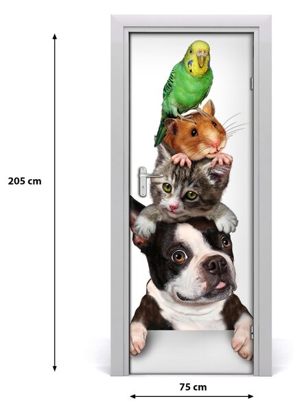Samolepiace fototapety na dvere domáce zvieratá 75x205 cm