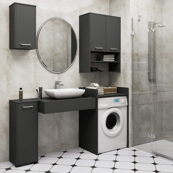 Ak furniture Závesná kúpeľňová skrinka Fin W64 2D 64 cm grafit