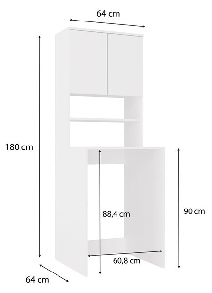 TP Living Kúpeľňová skrinka nad práčku POLA MULTI biela